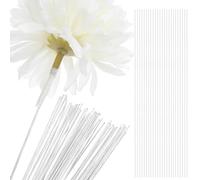 Mikikit 100pcs Iron Floral Wires for Crafts and Bouquet Wrapping, Bendable and Easy to Use White Wire Stems Suitable for Artificial and Fresh Flowers in DIY Crafts
