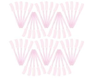 Mikikit 100pcs Mini Eyebrow and Eyelash Brush Comb Set, Pink Plastic Small Brow Brush for Lash Extension and Makeup Grooming