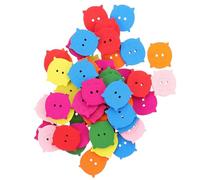 Mikikit 100pcs Pig Head Shaped Wooden Buttons for Clothes, Lightweight and Easy to Sew, for DIY Sewing on Coats and T-Shirts, Creative Cartoon Sewing Buttons