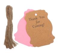 Mikikit 100pcs Shower Kraft Paper Tags with Pink Feet and Jute Twine Thank You Hang Labels for Bridal Party Favors Charming Foot Shaped Decoration for Shower Guests and Party Favors