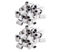 Mikikit 100pcs White 120# Grit Nail Sanding Bands Gel Polish Remover Manicure Sanding Sleeves for Electric Nail Drill Professional Accessories for Hand and Foot Care