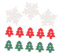 Mikikit 100pcs Wooden Snowflake Christmas Buttons for Sewing Clothes DIY Crafts Mixed Cartoon Style Lightweight Embellishments for Jackets Sweaters Scrapbooking Card Making