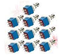 Mikikit 10pcs 3pdt Guitar Effects Pedal Footswitch Metal True Bypass Stomp Box Switch Blue for Electric Guitar Amplifier Control