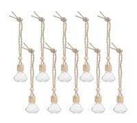 Mikikit 10pcs 8ml Car Essential Oil Bottles Wooden Military Style Empty Hanging Perfume Diffuser Bottles Car Aromatherapy Pendant for Vehicle Interior Decoration