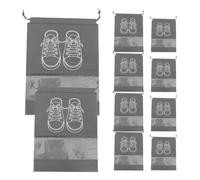 Mikikit 10pcs Drawstring Travel Shoe Bags with Transparent Window Thickened Non-Woven Dustproof Storage Organizer Pouches for Men and Women Large and Small Light Grey