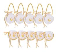 Mikikit 10pcs Eid Mubarak Candy Bags with Ribbon Handles Middle Eastern Festival Design Spacious Goodie Holders for Ramadan Party Treats and Eid Sweets Gift Presentation