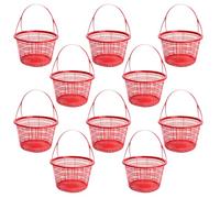 Mikikit 10pcs Fruit Picking Basket Set with Handle, Small Round Plastic Baskets for Strawberries Blueberries Cherry Harvest, Fruit Storage Containers for Picnic and Foraging