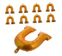 Mikikit 10pcs Gold U Shaped Horseshoe Foil Balloons for Wedding Birthday Party Decorations Festive Aluminum Balloons to Enhance Celebration Atmosphere