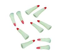 Mikikit 10pcs Halloween Fake Witch Nails Glow the Dark Spooky Red Plastic Fingers Prank Props for Halloween Decorations