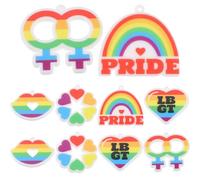 Mikikit 10pcs Pride Month Rainbow Keyrings Metal Keychain Set with Cartoon Rainbow Charms, Backpack and Car Hanging Decorations for Lgbtq+ Party Favors Random Style