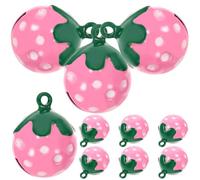 Mikikit 10pcs Strawberry Shape Copper Bell Pendant Pet Collar Charms with Jingle Bells for Dogs and Cats Mini Pendants to Decorate Mobile Phones or Bags for Occasion or Christmas