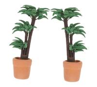 Mikikit 12 Miniature Dollhouse Potted Plant Accessories, Green Miniature Potted Money Tree Bonsai for Dollhouse Garden Decor and DIY Micro Landscape