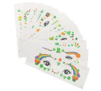 Mikikit 12 Sheets St Patricks Day Temporary Shamrock Face Festival Body Stickers Irish Party Makeup Decorations for Women