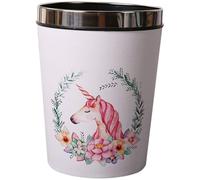 Mikikit 12l Mythical Creature Waste Bin with Pressing Ring, Plastic Trash Can for Bedroom and Living Room, Decorative Flower Crown Garbage Container for Home Use