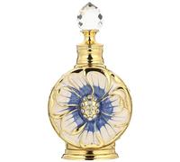 Mikikit 12ml Blue Glass Rose-shaped Essential Oil Bottle Perfume Vial Cosmetic Storage Container Refillable for Travel and Personal Care