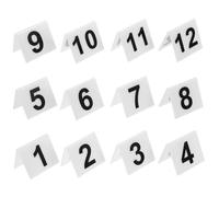 Mikikit 12pcs Acrylic V-shaped Number Markers White Base Black Print Reusable Table Tents for Werewolf Detective Game Crime Scene Props Game Accessories