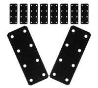 Mikikit 12pcs Black L Brackets for Wood Heavy Duty Flat Straight Iron Mending Plates Mounting Bracket with Thickened Design for Shelves Cabinets and Wood Beam Support