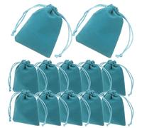 Mikikit 12pcs Blue Jewelry Bags with Drawstring Closure, Small Cloth Storage Pouches for Wedding Presents and Festival, Sturdy and Reusable Bags for Jewellery Packaging