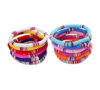 Mikikit 12pcs Bohemian Stretch Bracelets for Women, Colorful 6mm Polymer Clay Bead Wrist Jewelry Set with Elastic Cord, Handmade Bead Bracelet Pack for Casual and Festival Wear