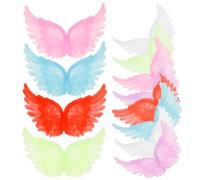 Mikikit 12pcs Glow-in-The-Dark Angelic Wings for Crafts DIY Wing Decor for Craft Projects Pack of Small Fairy Boys and Girls Angel Tree Topper Decoration Random Color