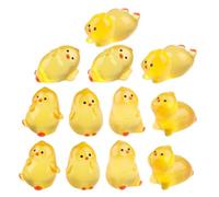 Mikikit 12pcs Glow in The Dark Resin Mini Chick Figurines, Luminous Tiny Chick Decorations for Garden, Office, and Dollhouse Micro Landscape Accessories