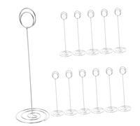 Mikikit 12pcs Metal Table Card Holder Stands with Smooth Surface Creative Round Photo and Memo Clips Compact Silver Place Card Holders for Weddings Banquets and Restaurant Table Number