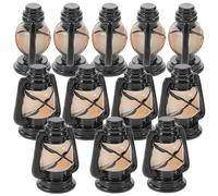 Mikikit 12pcs Miniature Vintage Dollhouse Kerosene Lanterns, Tiny Mini Oil Lamp Decoration for Dollhouse and Miniature Light Decor