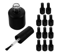 Mikikit 12pcs Nail Polish Bottle Empty Nail Varnish Bottle 15ml Refillable Glass and Plastic round Black Brush Cap DIY Mixing