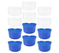 Mikikit 12pcs Plastic Bird Food Troughs and Cage Hanging Bowls for Pet Birds, Easy to Install and Simple Refilling Feeding Containers Suitable for Cages and Floors