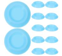 Mikikit 12pcs Roaches Feeder Bowls Blue Tiny Feeding Dish for Crickets Insect Food Dish round Small Feeding for Terrariums Enclosures Lizard Gecko Bearded Dragon Chameleon