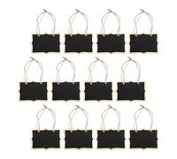 Mikikit 12pcs Small Hanging Decor Made of Wood, Easy to Write and Clean, Double-Sided Tombstone Shape Note Writing Boards for Memos and Numbers, Multi-Purpose Message Boards
