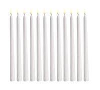 Mikikit 12pcs White LED Candle Lamps with Realistic Design and Environmental Protection, Battery Operated Plastic Flameless Lights for Festival Decorations and Garden Use
