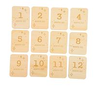 Mikikit 12pcs Wooden Slices Milestone Cards Boy Girl Birthday Decor Girl Born Accessories Reusable Growth Cards