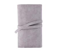 Mikikit 14-Slot Portable Makeup Brush Bag Gray Folding Cosmetic Brush Organizer Pouch Travel Storage Case for Women