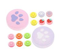 Mikikit 14Pcs Luminous Cat Claw Thumb Grip Caps Silicone Button Covers for Controllers Enhanced Comfort and Control with Glow the Dark Fruit Joystick Replacement Caps for Gaming