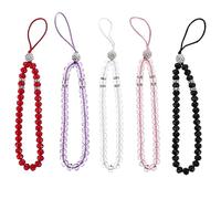 Mikikit 15pcs Crystal Beads Phone Strap Stylish Wrist Lanyard for Cellphone Hanging Decoration for Daily Use as Phone Pendant Random Color