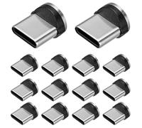 Mikikit 15pcs USB C Magnetic Adapter Tip Head 360 Degree Rotating Aluminum | Type C Connector, 3a Specification, Silver Finish, Automatic Adsorption, Office and Gaming Use Random Color