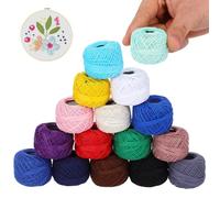 Mikikit 16 Pcs Embroidery Cotton Thread Set, Assorted Colored Cotton Floss Balls for Cross Stitch, Needlepoint, Crochet, and DIY Hand Crafting