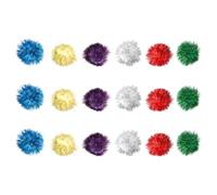 Mikikit 18pcs Cat Tinsel Pom Pom Balls 5cm Glitter Cat Set for Interactive Play Pet Supplies Random Color