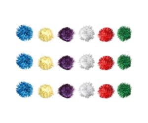 Mikikit 18pcs Cat Tinsel Pom Pom Balls 5cm Glitter Cat Set for Interactive Play Pet Supplies Random Color