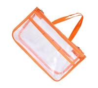 Mikikit 1pc Eva Travel Cosmetic Pouch Portable Makeup Case with Dual Zipper Orange Lightweight Toiletry Organizer for Camping Business Trips and Car Storage