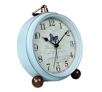 Mikikit 1pc Vintage Retro Desktop Clock with Silent Sweep Movement and Alarm Function Decorative Mantlepiece Ornament for Home Office Bedroom Classic Pastoral Design for Living