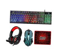 Mikikit 1set Gaming Keyboard and Mouse Set Ergonomic Headset and Mouse Pad Wired Led Backlight for Enhanced Performance for Office and Gaming Use