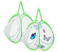 Mikikit 2 Pcs Butterfly Habitat Cage Mesh Fabric Enclosure Mesh for Outdoor Activities, Large Capacity Portable Butterfly and Jumping Spider Observation Kit
