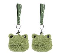 Mikikit 2 Pcs Green Frog Head Coin Purses Small Cotton Change Storage Bags Mini Adorable Money Pouches for Women
