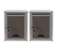 Mikikit 2 Pcs Metal Wall Mount Mailbox with Lock, Big Capacity and Easy to Install, Secure Wall Mail Box for Home or Companies, Sturdy Wall-mounted Postbox