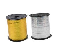 Mikikit 2 Rolls Glitter Balloon Ribbon Yards Durable Curling String for Party Decorations and Gift Wrapping Holographic Sparkling Finish in Gold and Silver for Crafting and Events