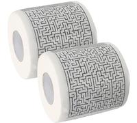 Mikikit 2 Rolls Maze Printed Toilet Paper Roll, Soft Bathroom Napkins with Creative Labyrinth Design, 2pcs Set for Home and Travel Use