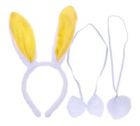 Mikikit 2 Set Rabbit Ear Headdress Lightweight Cloth Animal Cosplay Headband with Bow Tie and Tail for Easter Party Photo Props Decorative Accessories