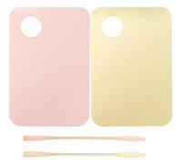 Mikikit 2 Sets Acrylic Makeup Blending Plates with Spatulas, Small Cosmetic Mixing Palettes for Foundation and Eyeshadow, Professional Makeup Artist Tool for Precise Color Mixing